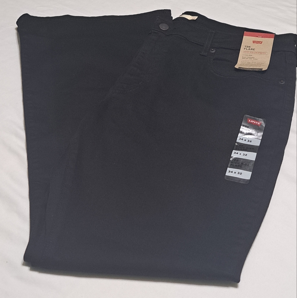Levi's Women's 726 High-Rise Flare Stretch Denim Jeans Black 34 X 32 NWT - Picture 4 of 15